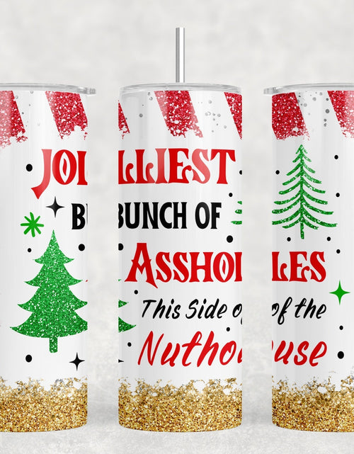 Load image into Gallery viewer, Jolliest Bunch Of Assholes|Skinny Tumbler|Optional Bluetooth Speaker| Speaker Color Varies by Rowdy Ridge Co
