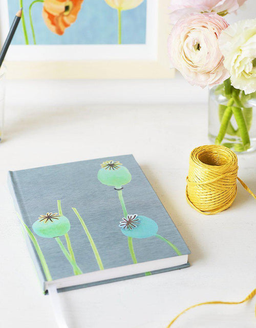 Load image into Gallery viewer, Journal: Poppy Pods on Grey by India &amp; Purry
