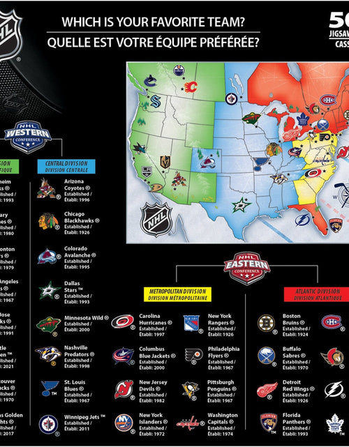 Load image into Gallery viewer, NHL - League Map 500 Piece Jigsaw Puzzle by MasterPieces Puzzle Company INC
