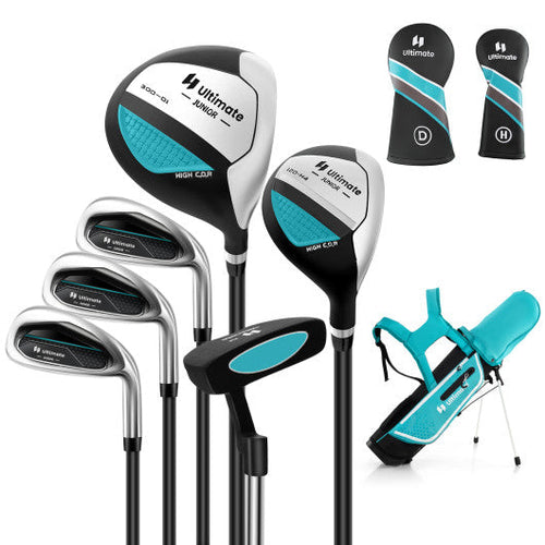 Load image into Gallery viewer, Junior Complete Golf Club Set with Stand Bag Rain Hood-Blue
