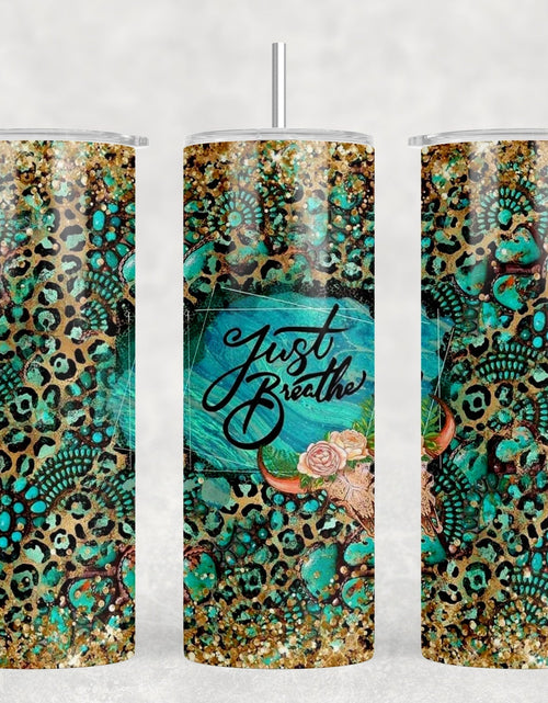 Load image into Gallery viewer, Just Breathe Bull Skull - 20 oz Steel Skinny Tumbler - Optional Blue Tooth Speaker - Speaker Color will Vary by Rowdy Ridge Co
