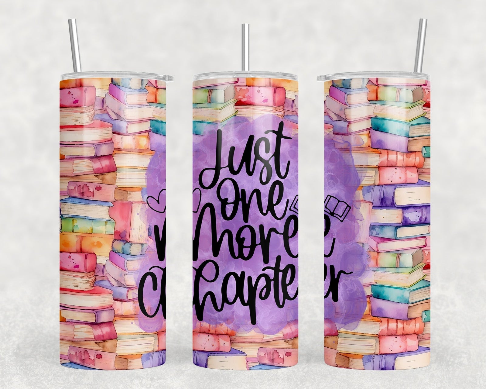 Just One More Chapter - 20 oz Steel Skinny Tumbler - Optional Blue Tooth Speaker - Speaker Color will Vary by Rowdy Ridge Co