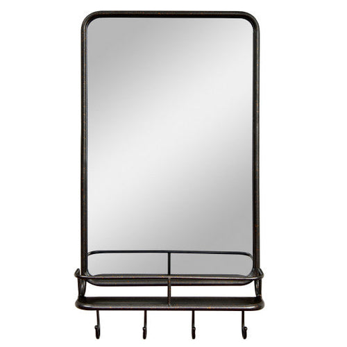 Load image into Gallery viewer, Wall Bathroom Mirror with Shelf Hooks Sturdy Metal Frame for Bedroom Living Room
