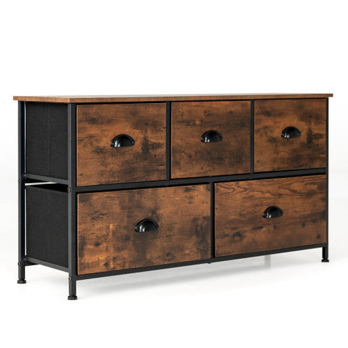 Load image into Gallery viewer, Dresser Organizer with 5 Drawers and Wooden Top-Rustic Brown
