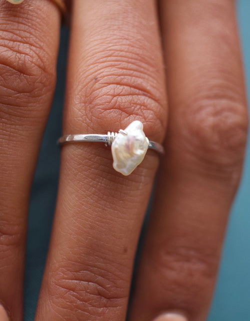 Load image into Gallery viewer, Freshwater Keshi Pearl Ring by Toasted Jewelry
