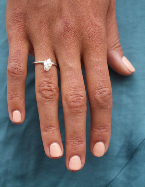 Load image into Gallery viewer, Freshwater Keshi Pearl Ring by Toasted Jewelry
