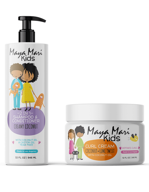 Load image into Gallery viewer, Maya Mari Kids Curl Conditioning Kit 2 -Piece Set - Kids 2-in-1 Shampoo and Conditioner and Curl Cream by  Los Angeles Brands
