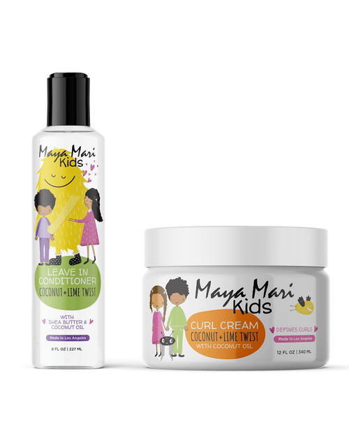 Load image into Gallery viewer, Maya Mari Kids with Curls and Coils Essential Kit 2-Piece Set - Leave-In Conditioner and Curl Cream by  Los Angeles Brands
