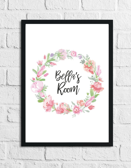 Load image into Gallery viewer, Personalised Floral Wreath Name Children's Room Wall Decor Print by WinsterCreations™ Official Store
