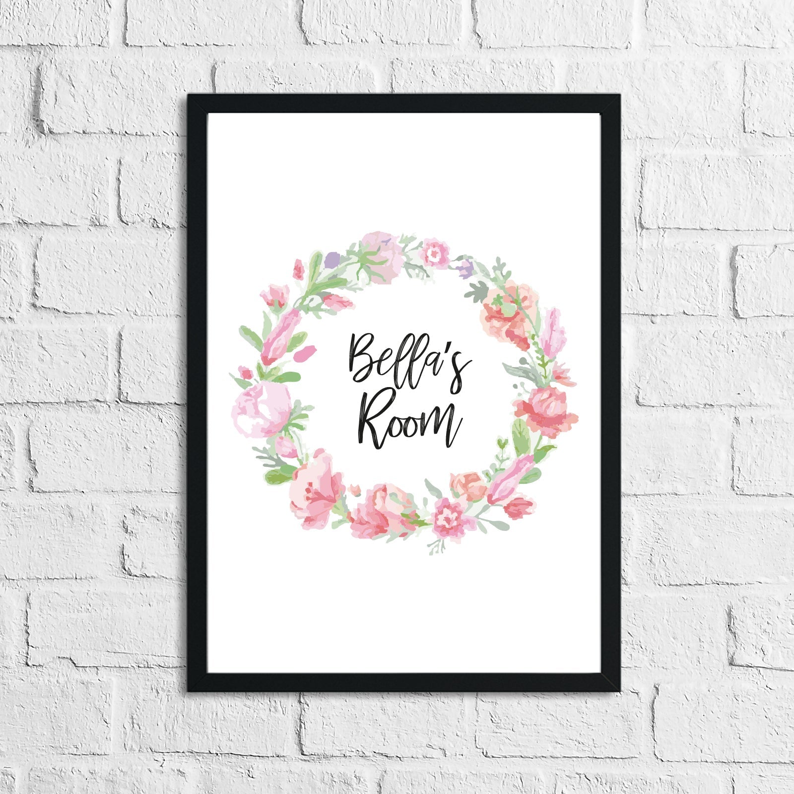 Personalised Floral Wreath Name Children's Room Wall Decor Print by WinsterCreations™ Official Store