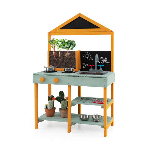 Load image into Gallery viewer, Kids Kitchen Playset with Root Viewer Planter and Rotatable Faucet
