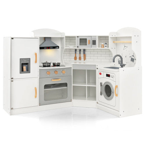 Load image into Gallery viewer, Corner Kids Play Kitchen with Washing Machine and Ice Maker Gift for Boys Girls
