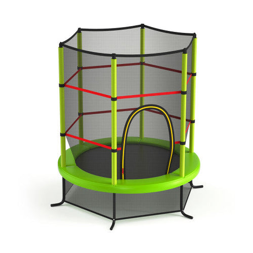 Load image into Gallery viewer, 55 Inch Kids Recreational Trampoline Bouncing Jumping Mat with Enclosure Net-Green
