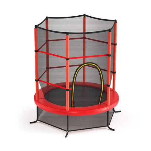 Load image into Gallery viewer, 55 Inch Kids Recreational Trampoline Bouncing Jumping Mat with Enclosure Net-Red
