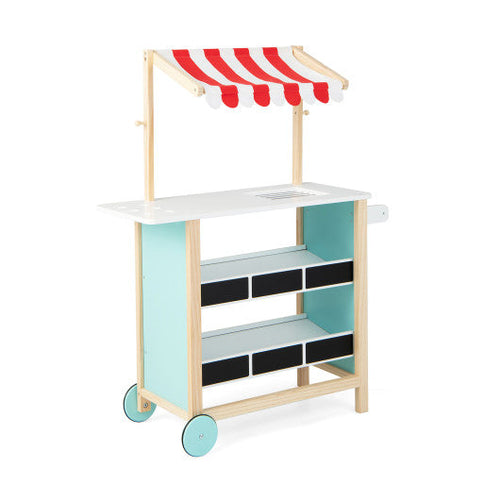 Load image into Gallery viewer, Kids Wooden Ice Cream Cart with Chalkboard and Storage-Red
