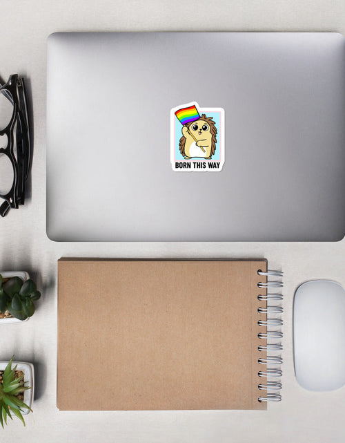 Load image into Gallery viewer, Born this Way LGBT Pride Cartoon Porcupine Bubble-free stickers by Proud Libertarian
