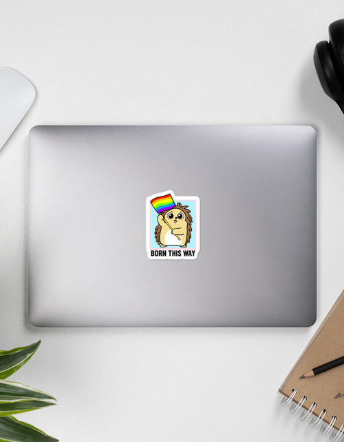 Load image into Gallery viewer, Born this Way LGBT Pride Cartoon Porcupine Bubble-free stickers by Proud Libertarian
