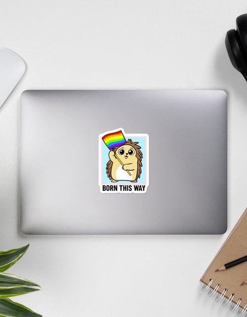 Load image into Gallery viewer, Born this Way LGBT Pride Cartoon Porcupine Bubble-free stickers by Proud Libertarian
