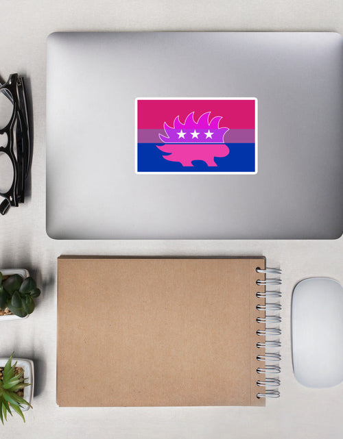 Load image into Gallery viewer, Libertarian Porcupine - LGBTQ - Bisexual Bubble-free stickers by Proud Libertarian
