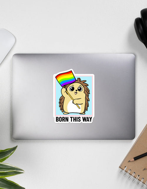 Load image into Gallery viewer, Born this Way LGBT Pride Cartoon Porcupine Bubble-free stickers by Proud Libertarian
