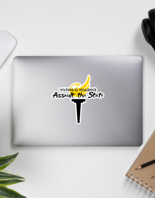 Load image into Gallery viewer, Voting is Violence - Assault the State AlaskaLP Bubble-free stickers by Proud Libertarian
