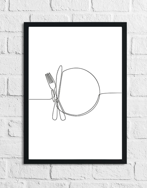 Load image into Gallery viewer, Knife Fork Plate Simple Line Work Kitchen Wall Decor Print by WinsterCreations™ Official Store
