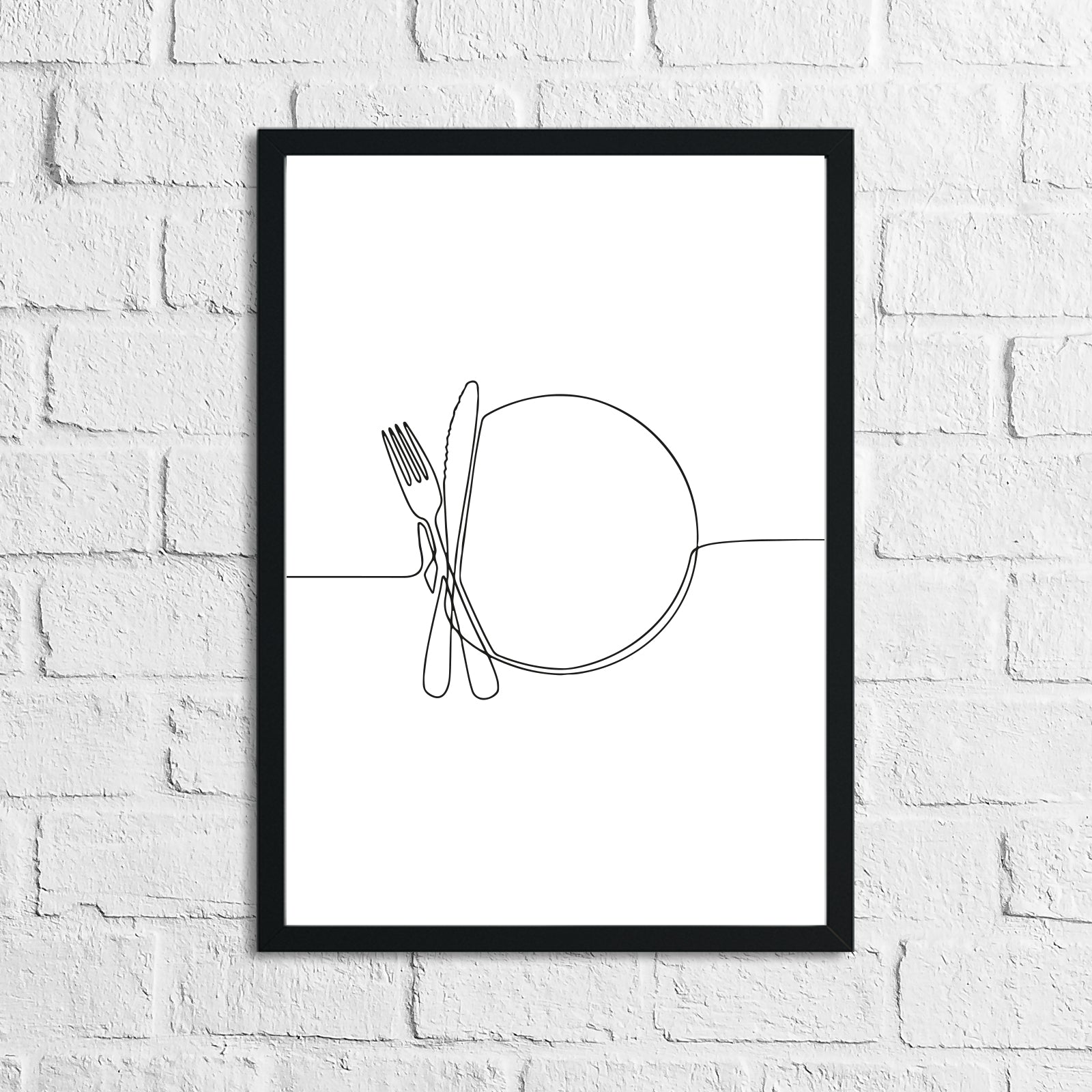 Knife Fork Plate Simple Line Work Kitchen Wall Decor Print by WinsterCreations™ Official Store
