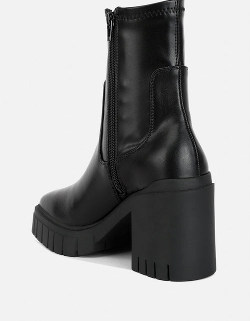 Load image into Gallery viewer, kokum faux leather platform ankle boots by London Rag

