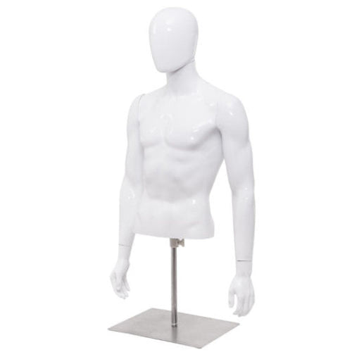 Load image into Gallery viewer, Plastic Half Body Head Turn Male Mannequin with Base
