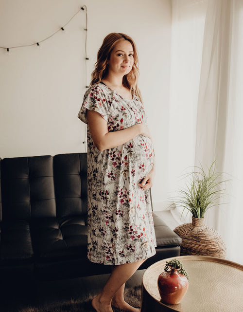 Load image into Gallery viewer, Floral Mommy Labor and Delivery Nursing Hospital Gown by Three Little Tots
