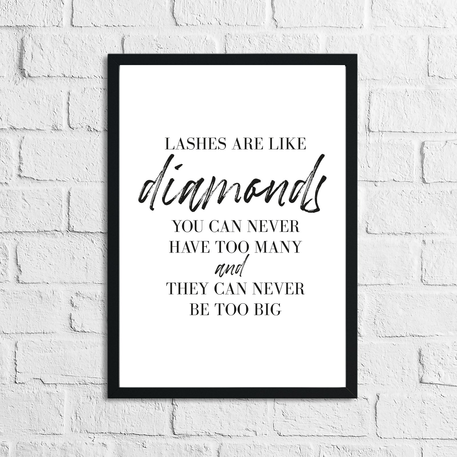 Lashes Are Like Diamonds Dressing Room Simple Wall Decor Print by WinsterCreations™ Official Store