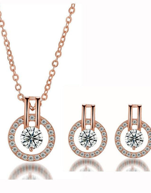 Load image into Gallery viewer, Silver Cubic Zirconia Necklace and Earring Set for Women by Hollywood Sensation®
