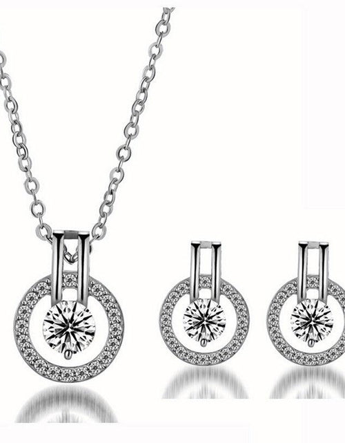 Load image into Gallery viewer, Silver Cubic Zirconia Necklace and Earring Set for Women by Hollywood Sensation®
