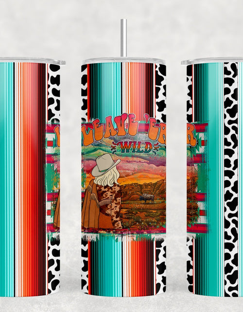 Load image into Gallery viewer, Leave Er Wild Serape - 20 oz Steel Skinny Tumbler - Optional Blue Tooth Speaker - Speaker Color will Vary by Rowdy Ridge Co

