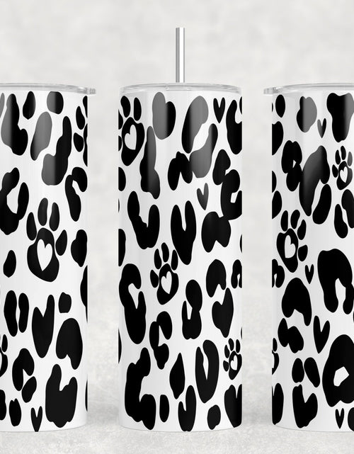 Load image into Gallery viewer, Leopard Paw Prints - 20 oz Steel Skinny Tumbler - Optional Blue Tooth Speaker - Speaker Color will Vary by Rowdy Ridge Co
