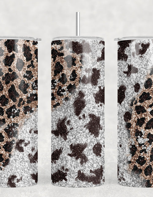 Load image into Gallery viewer, Leopard Print Cow Print - 20 oz Steel Skinny Tumbler - Optional Blue Tooth Speaker - Speaker Color will Vary by Rowdy Ridge Co
