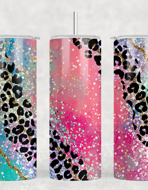 Load image into Gallery viewer, Leopard Print Milky Way - 20 oz Steel Skinny Tumbler - Optional Blue Tooth Speaker - Speaker Color will Vary by Rowdy Ridge Co
