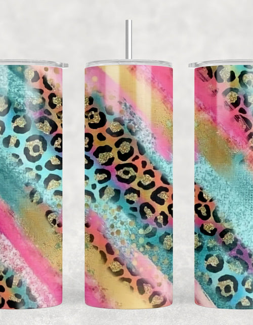 Load image into Gallery viewer, Leopard Print Milky Way|Skinny Tumbler|Optional Bluetooth Speaker| Speaker Color Varies by Rowdy Ridge Co
