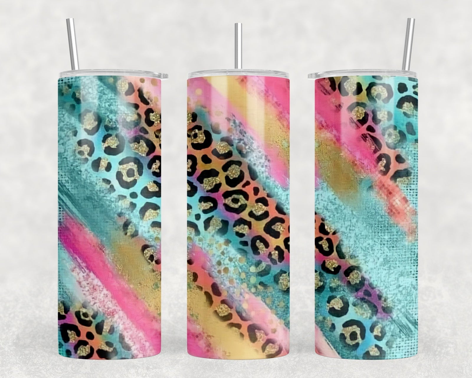 Leopard Print Milky Way|Skinny Tumbler|Optional Bluetooth Speaker| Speaker Color Varies by Rowdy Ridge Co