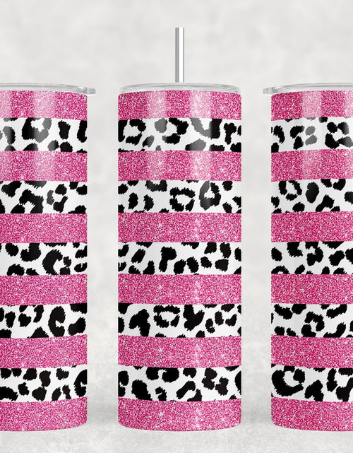 Load image into Gallery viewer, Leopard Print Stripes - 20 oz Steel Skinny Tumbler - Optional Blue Tooth Speaker - Speaker Color will Vary by Rowdy Ridge Co
