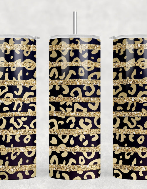Load image into Gallery viewer, Leopard Print Stripes - 20 oz Steel Skinny Tumbler - Optional Blue Tooth Speaker - Speaker Color will Vary by Rowdy Ridge Co
