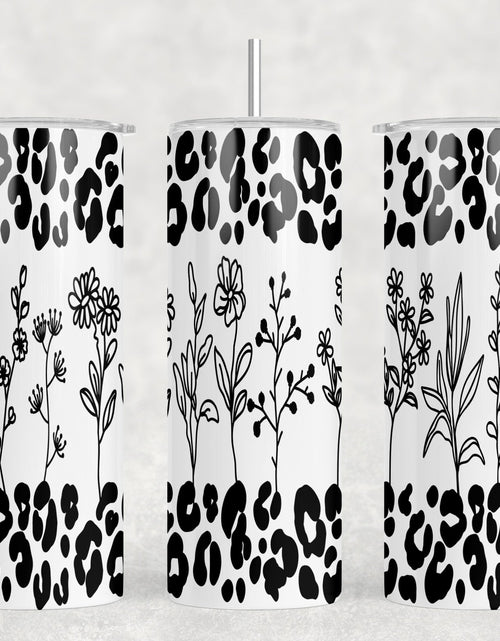 Load image into Gallery viewer, Leoprad Print Flowers|Skinny Tumbler|Optional Bluetooth Speaker| Speaker Color Varies by Rowdy Ridge Co
