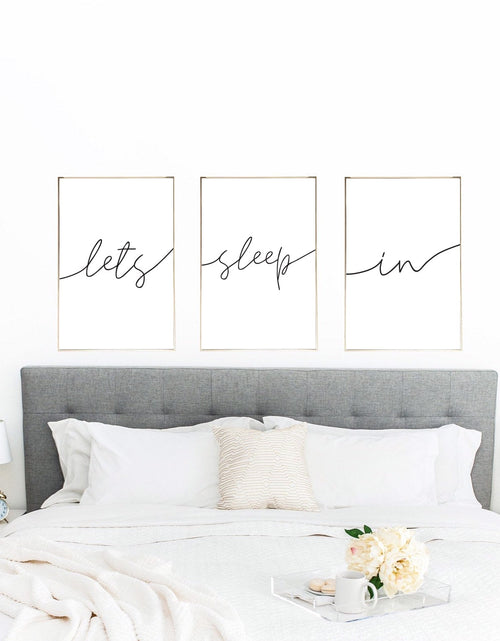 Load image into Gallery viewer, Lets Sleep In Couple Black Set Of 3 Bedroom Prints by WinsterCreations™ Official Store
