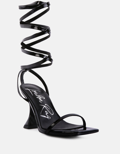 Load image into Gallery viewer, lewk strappy tie up spool heel sandals by London Rag
