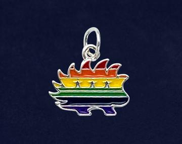 Load image into Gallery viewer, Charm: Libertarian Rainbow LGBTQ Porcupine  (with Keychain or Jewelry included) by Proud Libertarian
