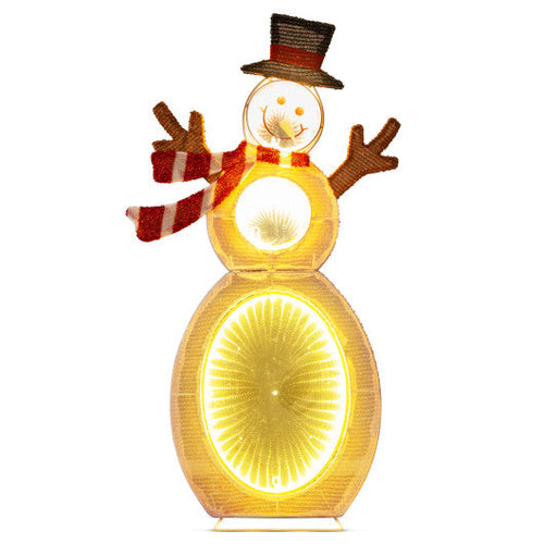 Load image into Gallery viewer, 2.6 Feet Lighted Snowman with LED Lights and Metal Stand
