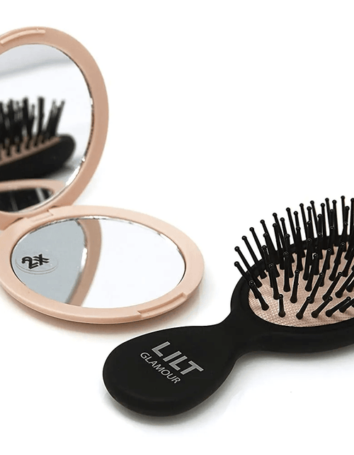 Load image into Gallery viewer, Lilt 2-Piece Compact Hair Brush &amp; Mirror Gift Set
