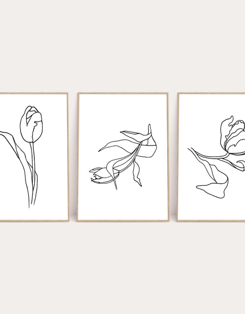 Load image into Gallery viewer, Set Of 3 Flowers Simple Line Work Bedroom Wall Decor Print by WinsterCreations™ Official Store
