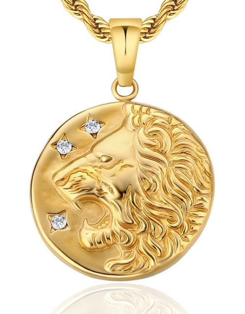 Load image into Gallery viewer, Lion Head Coin Pendant Necklace by Bling Proud | Urban Jewelry Online Store
