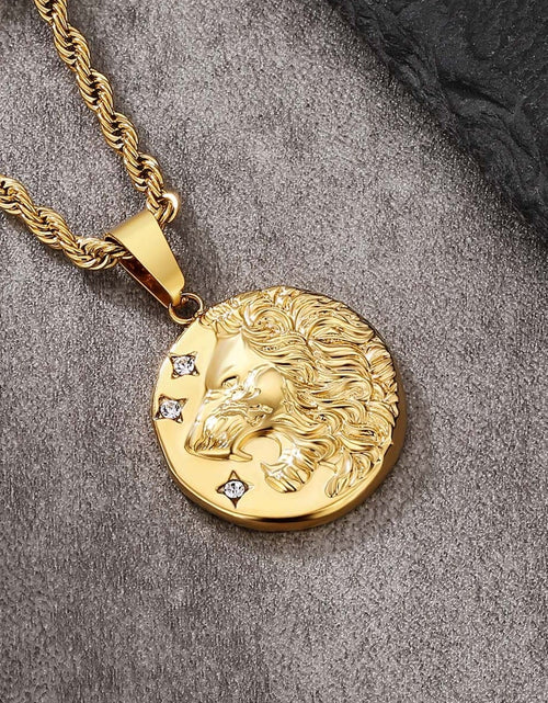 Load image into Gallery viewer, Lion Head Coin Pendant Necklace by Bling Proud | Urban Jewelry Online Store
